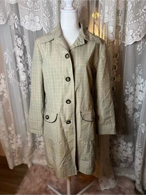 Jessica Light Beige Plaid Single-Breasted Trench Coat